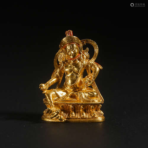 QING DYNASTY, CHINESE PURE GOLD BUDDHA STATUE