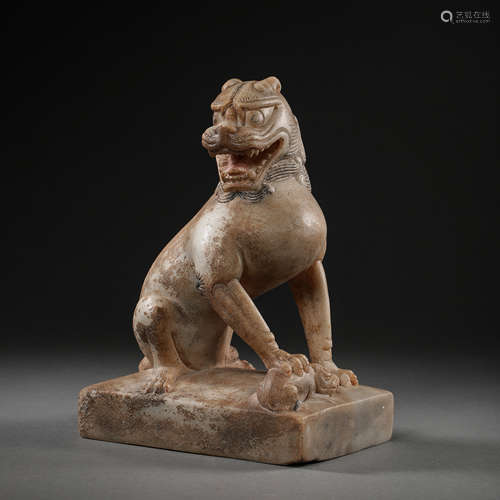 CHINESE WHITE JADE LION BEAST, TANG DYNASTY