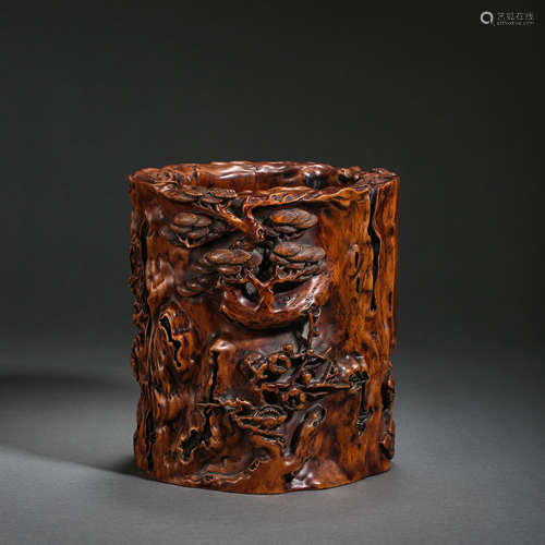 BOXWOOD PEN HOLDER, QING DYNASTY, CHINA