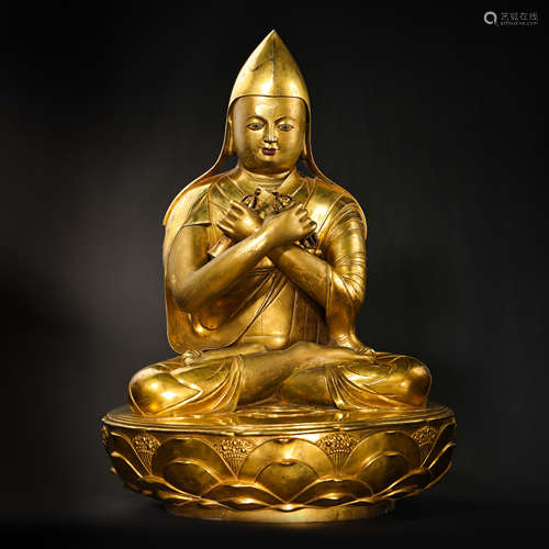 GILT BRONZE BUDDHA STATUE, YUAN DYNASTY, CHINA