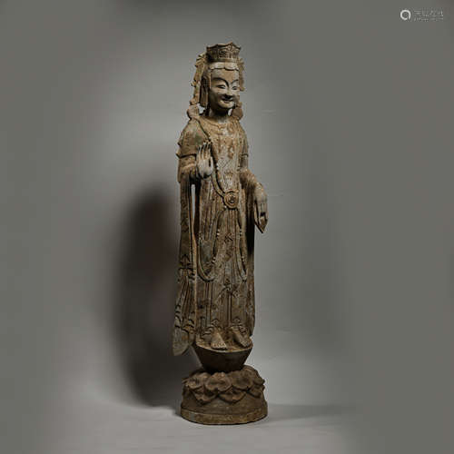 STANDING STONE BUDDHA, THE SOUTHERN AND NORTHERN DYNASTIES O...