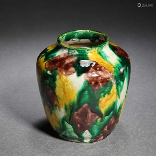 THREE COLOR JAR, TANG DYNASTY, CHINA