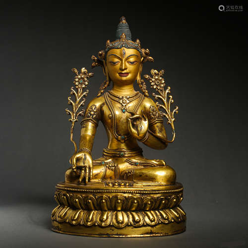 GILT BRONZE BUDDHA STATUE, QING DYNASTY, CHINA