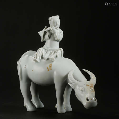 STATUE OF BOY RIDING A BULL, DEHUA WARE, QING DYNASTY, CHINA