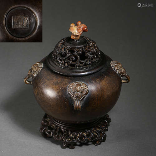 QING DYNASTY, CHINESE BRONZE INCENSE BURNER