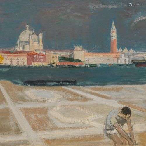 Adrian Holy (1898-1979) Vue de Venise, technique mixte sur p...