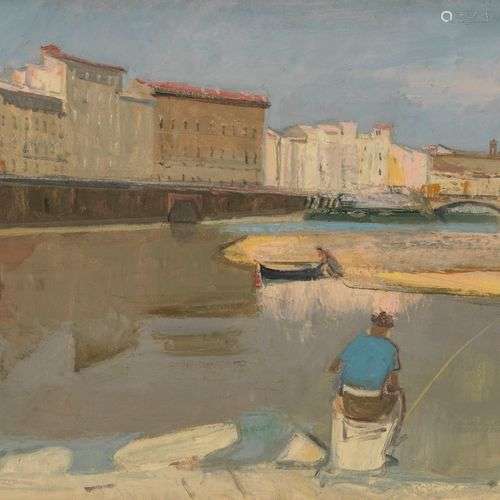 Adrien Holy (1898-1979) Vue de l'Arno à Florence, technique ...