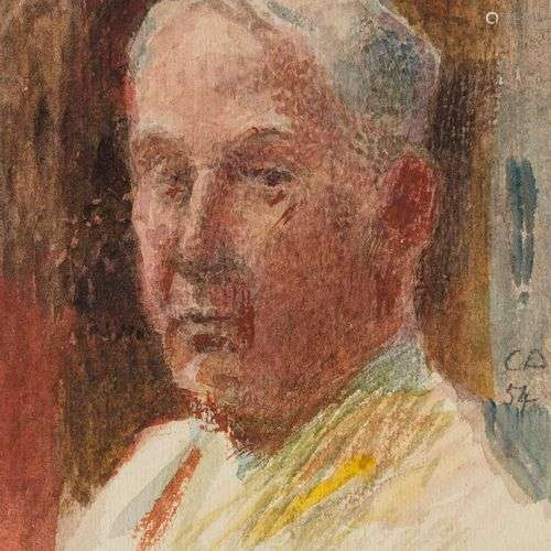Cuno Amiet (1866-1961) Portrait d’homme, aquarelle sur papie...