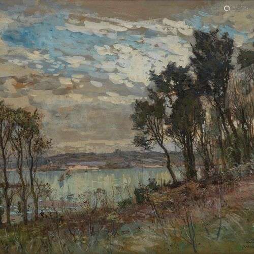 Alexandre Nozal (1852-1929) Paysage, gouache aquarellée, 46x...