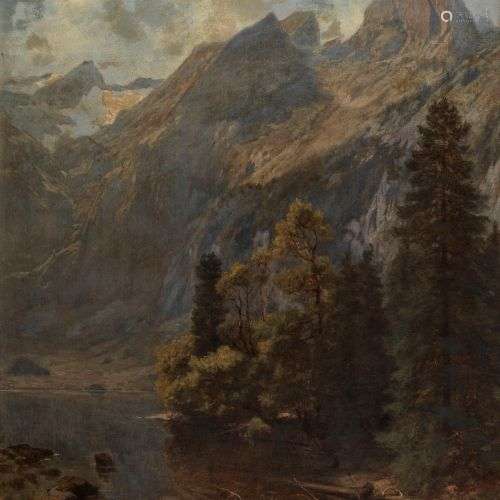 Jakob Geisser (1824-1894) Vallée de montagne, huile sur toil...