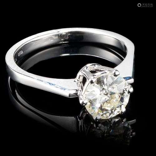 Bague solitaire sertie d'un diamant taille ancienne (env. 1,...