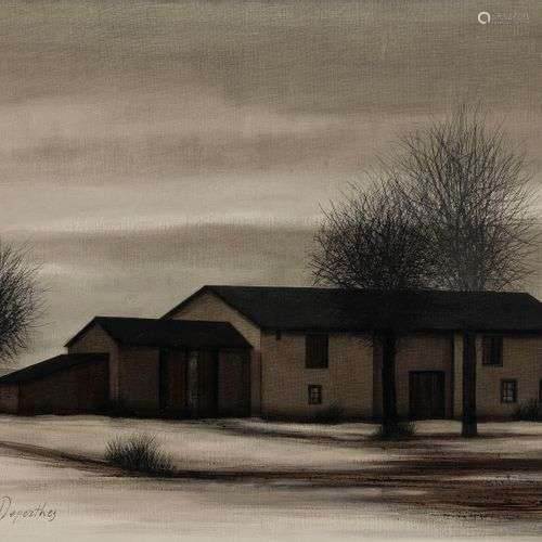 Jacques Deperthes (1936) Paysage sous la neige, huile sur to...