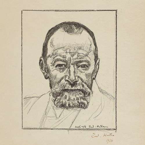 Ferdinand Hodler (1853-1918) Autoportrait, lithographie, sig...