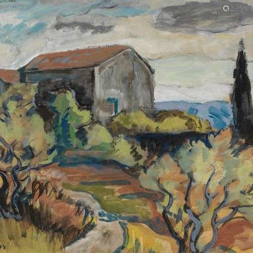 François Gos (1880-1975) Paysage de Provence, aquarelle, 31x...