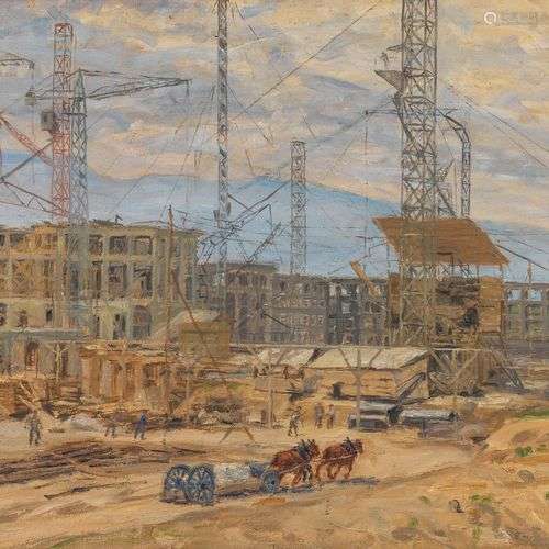 Lorand Zubriczky (1869-1940) Travaux de construction du pala...