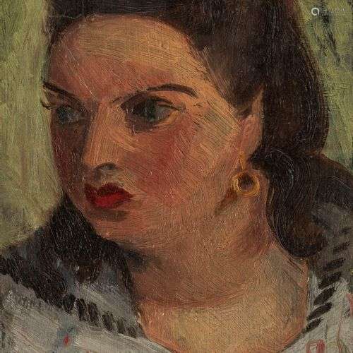 Albert Chavaz (1907-1990) Portrait de femme, huile sur carto...