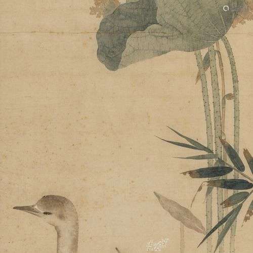 Ecole chinoise, Chine, dynastie Qing (1644-1912) Lotus et oi...