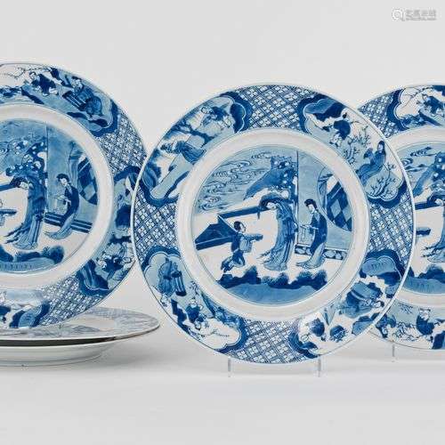 Suite de cinq assiettes, Chine, dynastie Qing (1644-1912), m...