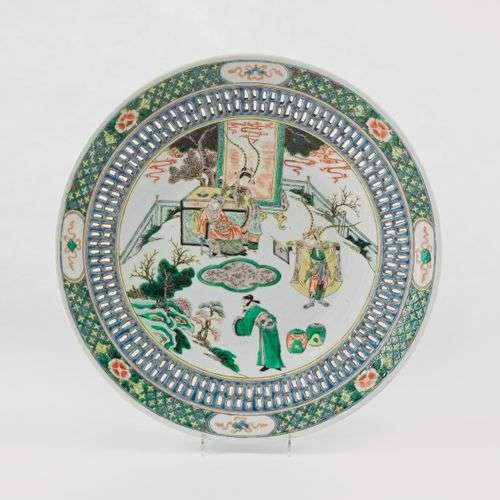 Grand plat famille verte, Chine, dynastie Qing (1644-1912) P...