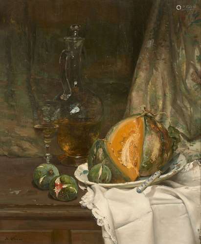 Jean-Baptiste OLIVE Marseille, 1848-1936Nature morte au melo...