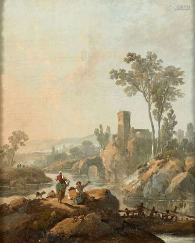 Jean PILLEMENT Lyon, 1728 - 1808Vue animée d'un paysage du P...