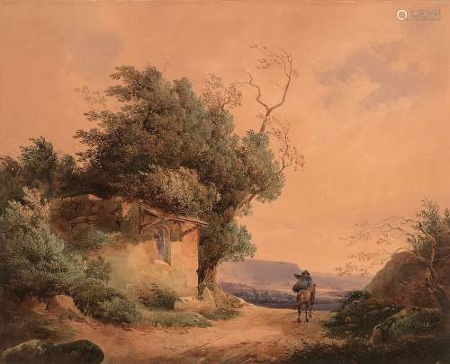 Alexandre CALAME Vevey, 1810 - Menton, 1864Cavalier dans le ...