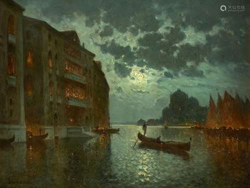 Antoine BOUVARD 1870 - 1956Effet de lune sur le grand canal,...