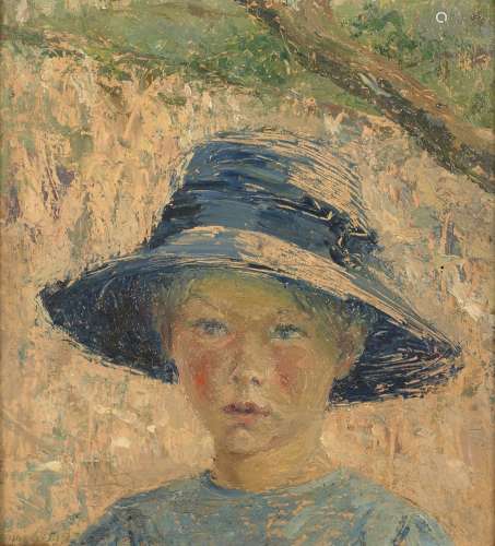 Alys PRAT 1886 - 1924Fillette au chapeauHuile sur cartonsign...