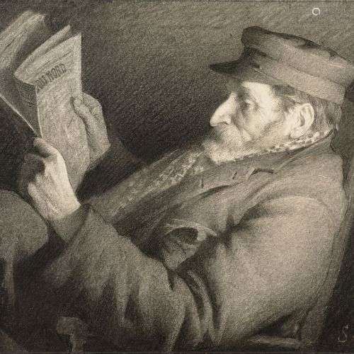 Silas BROUX Roubaix, 1867 - Alençon, 1957Vieil homme lisant ...