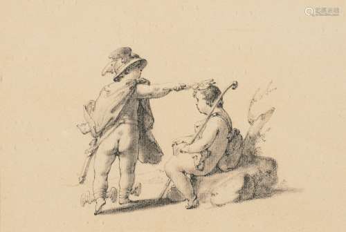 Dirck van der AA La Haye, 1731 - 1809Deux putti jouant à Arg...
