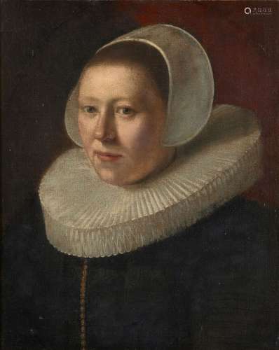 Ecole hollandaise du XVIIe siècle Portrait de femme à la col...