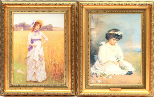 2 wall decorations in gold-coloured frame