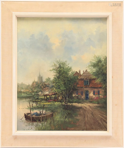 Village view by the water