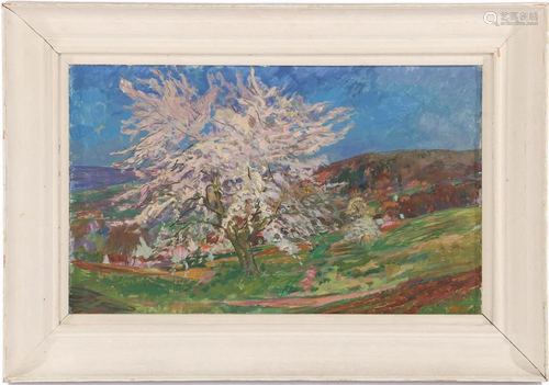 Flowering tree in landscape