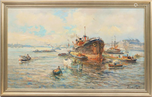 Evert Moll (1878-1955) Harbor view