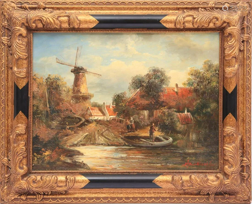 Dutch landscape with standard windmill