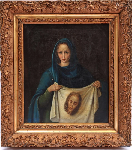 Woman with shroud of Christ