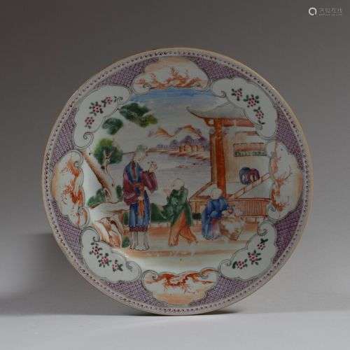 CHINE DE COMMANDE Assiette circulaire en porcelaine décorée ...