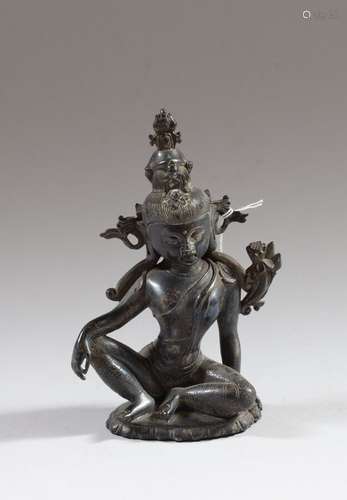 INDE Statuette de bodhisattva en bronze représenté assis en ...