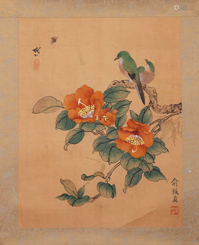 YU ZHIZHEN, FLOWER AND BIRD SILK PAINTING