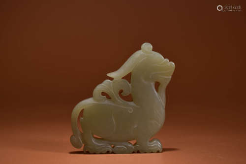 A GREYISH JADE CARVING OF TIANLU