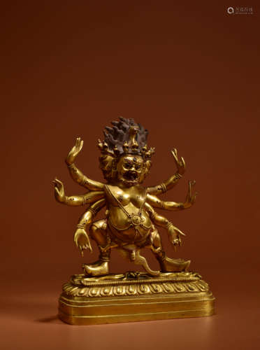 A GILT BRONZE STATUE OF HAYAGRIVA