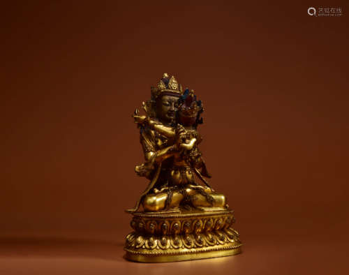 A GILT BRONZE STATUE OF SAMVARA