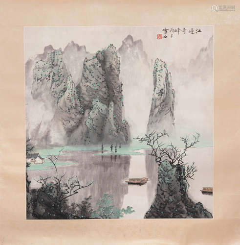 BAI XUESHI, MOUNTAIN SCENE PAPER PAINTING