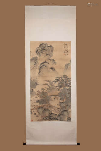 PU XINYU, LANDSCAPE SILK PAINTING SCROLL