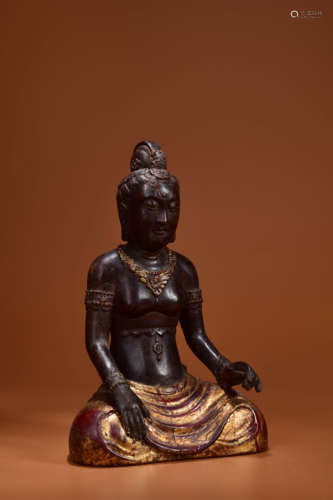 A GILT-LACQUER-WOOD FIGURE OF BODHISATTVA