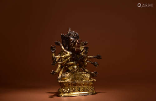 A GILT BRONZE STATUE OF SAMVARA