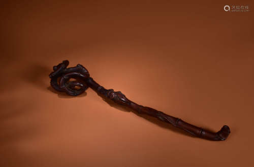 A SANDALWOOD CARVING RUYI SCEPTRE