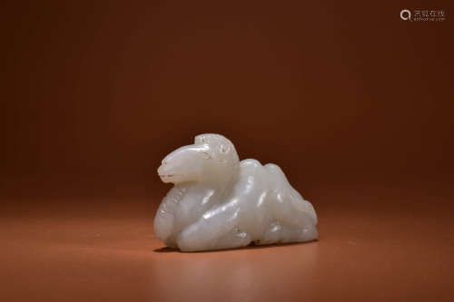 A WHITE JADE CARVING OF BACTRIAN CAMEL