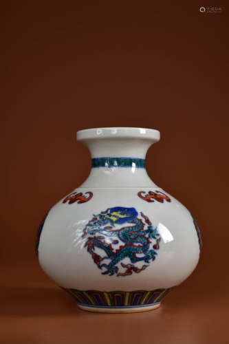 A FAMILLE ROSE PHOENIX GLOBULAR VASE